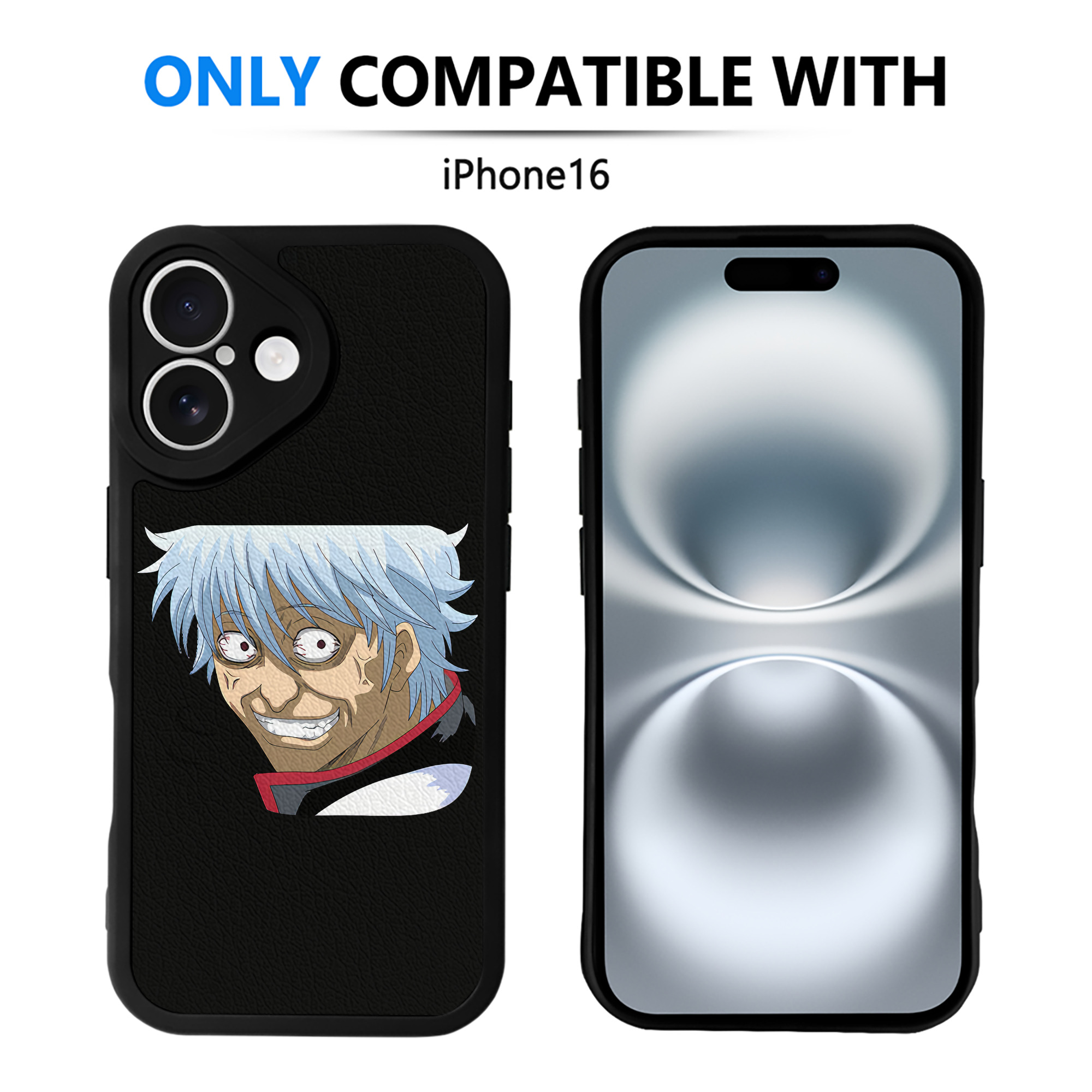 （画像用） ぎんたま 坂田銀時（さかたぎんとき） 神楽 志村新八（しむら しんぱち） GINTAMA Sakata Gintoki Kagura Shimura Shinpachi 【iPhone 16シリーズ対応】シリコンスマホケース（レザー調） 材質：シリコン
